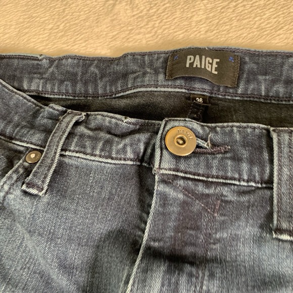 Paige Lennox Jeans Mens 36x29 Blue‎ Dark Wash Stretch Straight Leg Low Rise - Picture 2 of 11